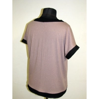 Bluzka capucino ze srebrnym brokatem i czarnym wykończeniem